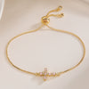 Wholesale Copper Micropaved Geometric Cross Bracelet For Women