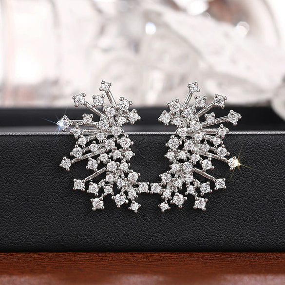 Wholesale Copper Micropaved Zircon Earrings For Women Floral Geometric Design Niche Style