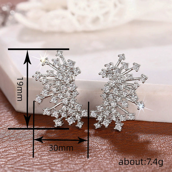 Wholesale Copper Micropaved Zircon Earrings For Women Floral Geometric Design Niche Style