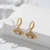 Wholesale Copper Micropaved Zircon Eye Pendant Earrings Retro Light Luxury Style