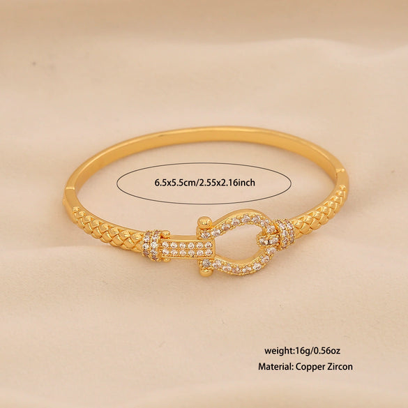 Wholesale Copper Micropaved Zircon Inlaid With Gold Bracelet Luxury Highend Jewelry