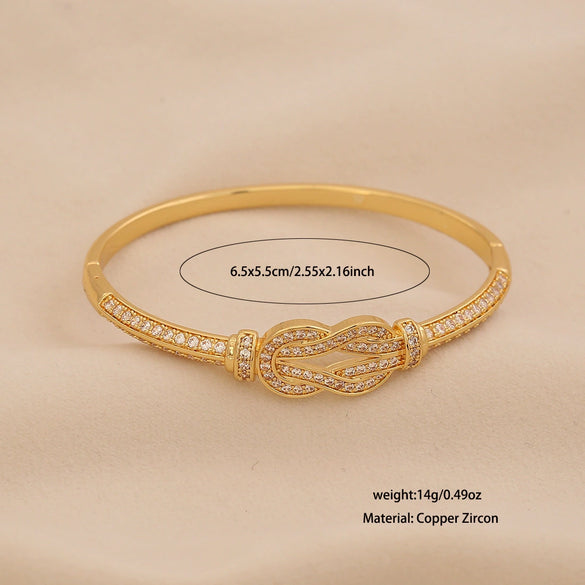 Wholesale Copper Micropaved Zircon Inlaid With Gold Bracelet Luxury Highend Jewelry