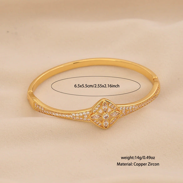 Wholesale Copper Micropaved Zircon Inlaid With Gold Bracelet Luxury Highend Jewelry