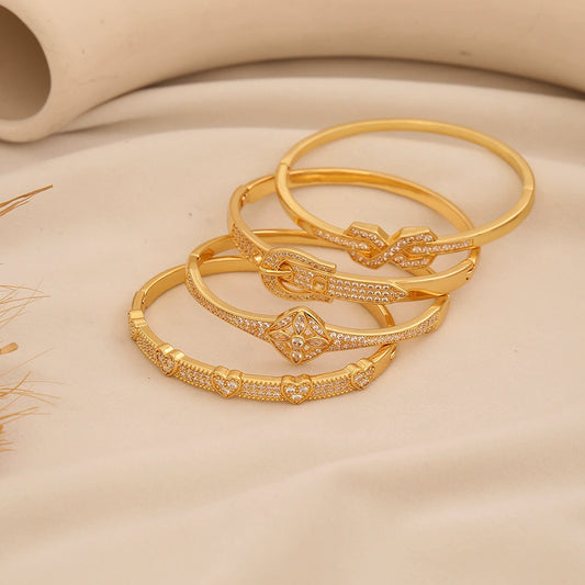 Wholesale Copper Micropaved Zircon Inlaid With Gold Bracelet Luxury Highend Jewelry