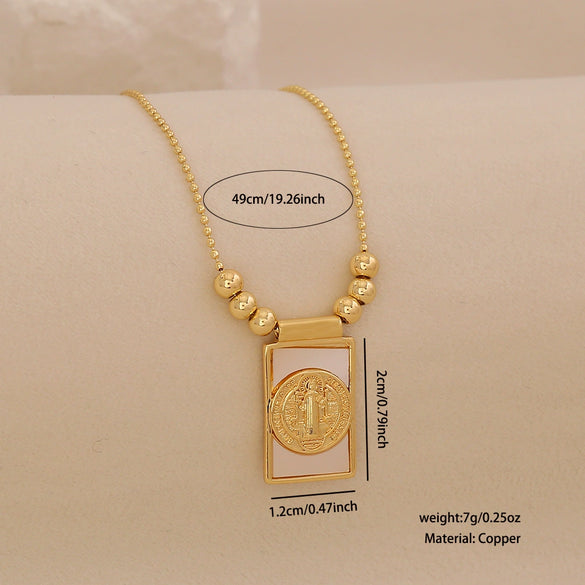 Wholesale Copper Microplated 18K Imitation Shell Cross Virgin Pendant Necklace Jewelry