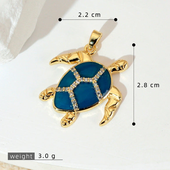Wholesale Copper Minimalist Animal Zodiac Micropaved Marine Turtle Starfish Necklace Pendant