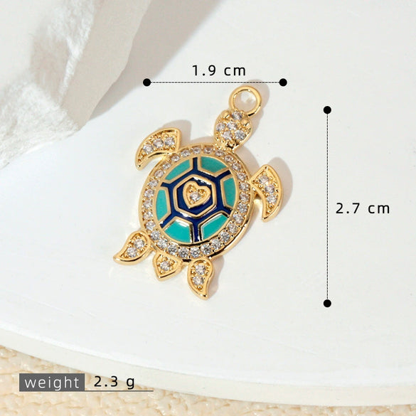 Wholesale Copper Minimalist Animal Zodiac Micropaved Marine Turtle Starfish Necklace Pendant