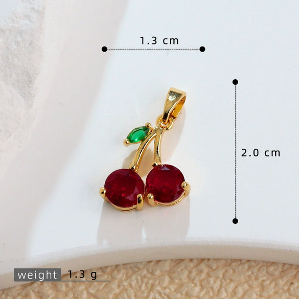 Wholesale Copper Minimalist Fruitshape Accessories Single Pendant Necklace Sweater Chain Pendant Earrings Bracelet With Electroplating
