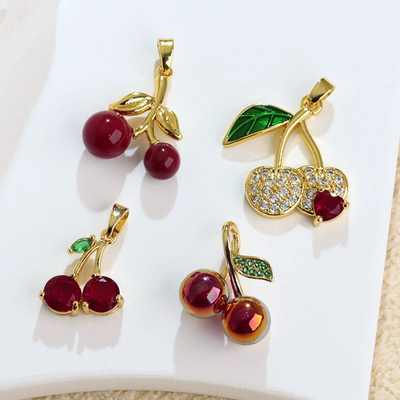 Wholesale Copper Minimalist Fruitshape Accessories Single Pendant Necklace Sweater Chain Pendant Earrings Bracelet With Electroplating