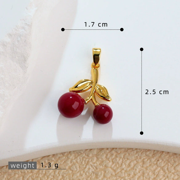 Wholesale Copper Minimalist Fruitshape Accessories Single Pendant Necklace Sweater Chain Pendant Earrings Bracelet With Electroplating