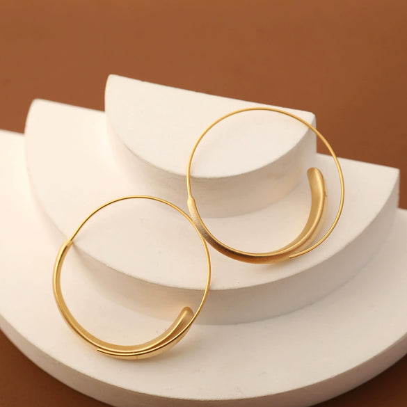 Wholesale Copper Minimalist Geometric Round Earrings With Real Gold Plating