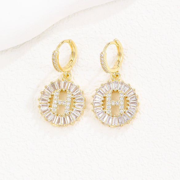 Wholesale Copper Minimalist Letter Zircon Earrings