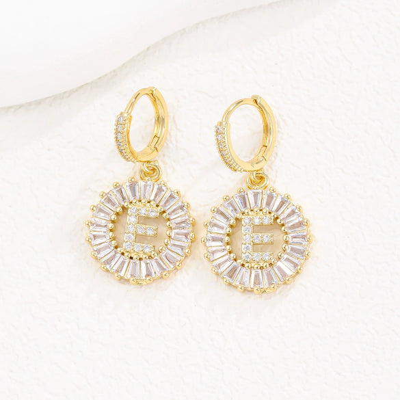 Wholesale Copper Minimalist Letter Zircon Earrings