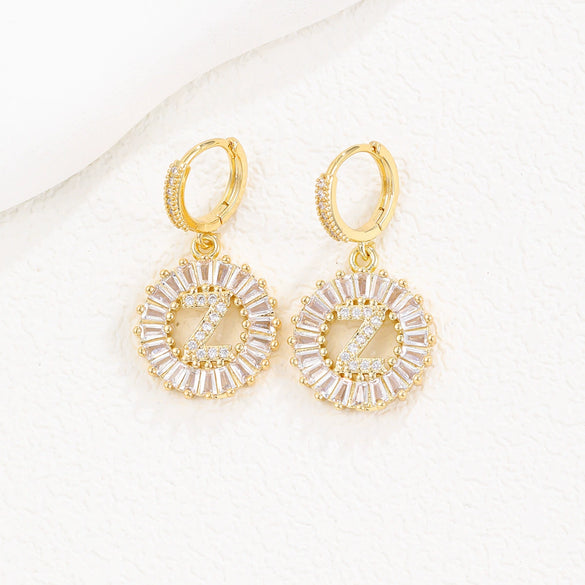 Wholesale Copper Minimalist Letter Zircon Earrings