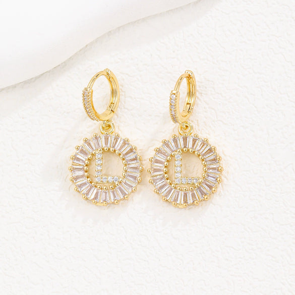 Wholesale Copper Minimalist Letter Zircon Earrings