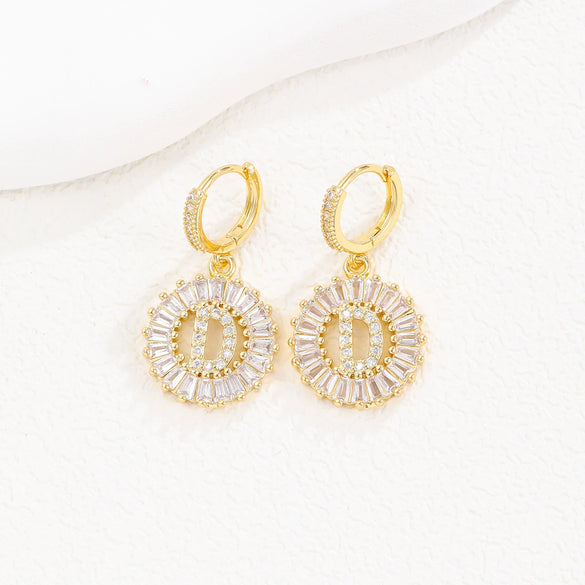 Wholesale Copper Minimalist Letter Zircon Earrings