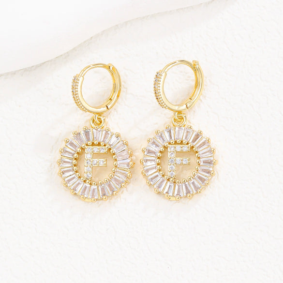 Wholesale Copper Minimalist Letter Zircon Earrings