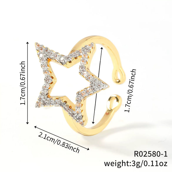 Wholesale Copper Minimalist Star Shape Electroplated Ring