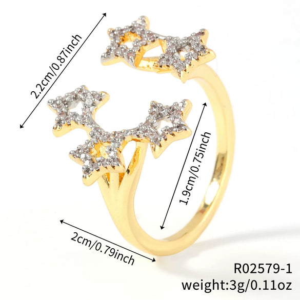 Wholesale Copper Minimalist Star Shape Electroplated Ring