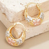 Wholesale Copper Multicolor Fresh Flower Geometric Ushaped Earrings Electroplated