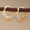 Wholesale Copper Multicolor Fresh Flower Geometric Ushaped Earrings Electroplated