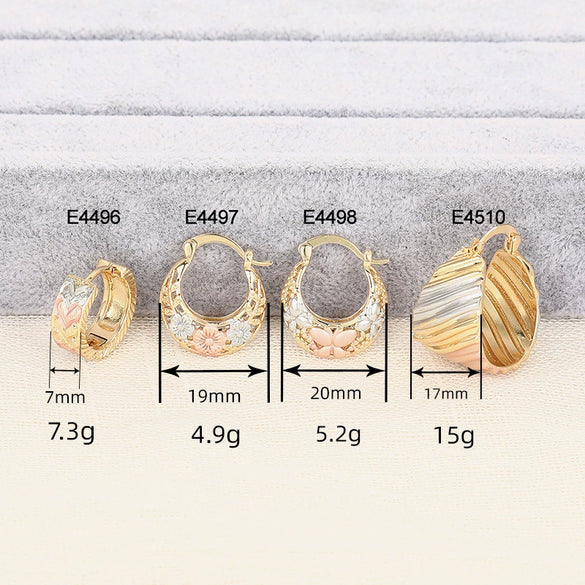 Wholesale Copper Multicolor Fresh Flower Geometric Ushaped Earrings Electroplated