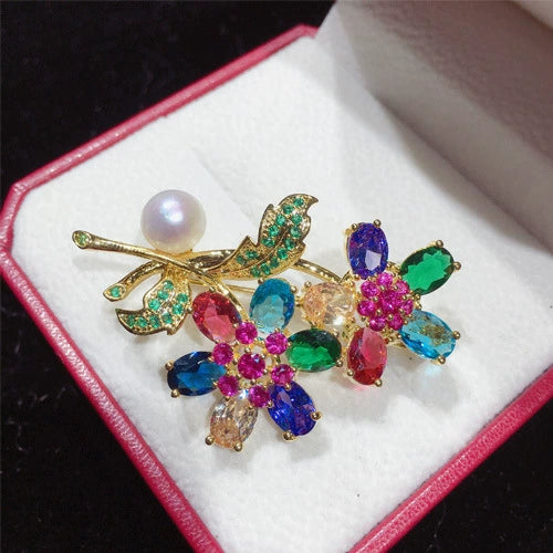 Wholesale Copper Natural Freshwater Pearl Flower Brooch Highend Craft For Women