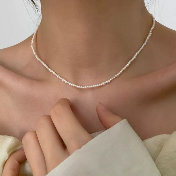 Wholesale Copper Natural Freshwater Pearl Necklace Baroque Geometric Handmade Women's Fashionable Clavicle Chain Sweater Chain