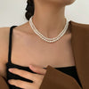 Wholesale Copper Natural Freshwater Pearl Necklace Baroque Geometric Handmade Women's Fashionable Clavicle Chain Sweater Chain