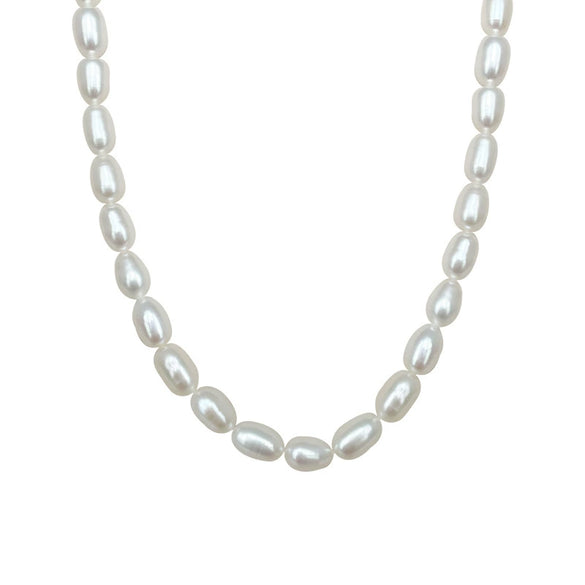 Wholesale Copper Natural Freshwater Pearl Necklace Baroque Geometric Handmade Women's Fashionable Clavicle Chain Sweater Chain