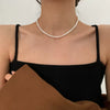Wholesale Copper Natural Freshwater Pearl Necklace Baroque Geometric Handmade Women's Fashionable Clavicle Chain Sweater Chain