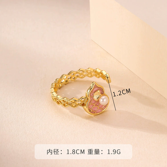 Wholesale Copper Natural Pearl Flower Open Ring For Women With Electroplating Design