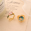Wholesale Copper Natural Pearl Flower Open Ring For Women With Electroplating Design