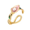 Wholesale Copper Natural Pearl Flower Open Ring For Women With Electroplating Design