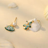 Wholesale Copper Natural Pearl Starfish Shell Asymmetric Geometric Earrings With Electroplating For Women