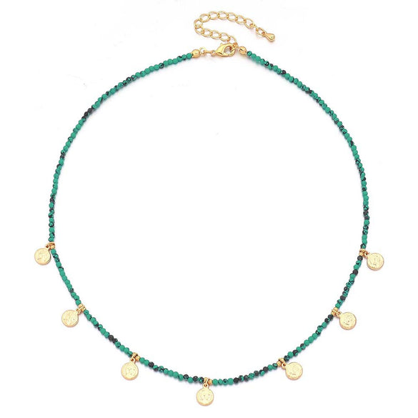 Wholesale Copper Natural Stone Beaded Clavicle Necklace Handmade Geometric Design