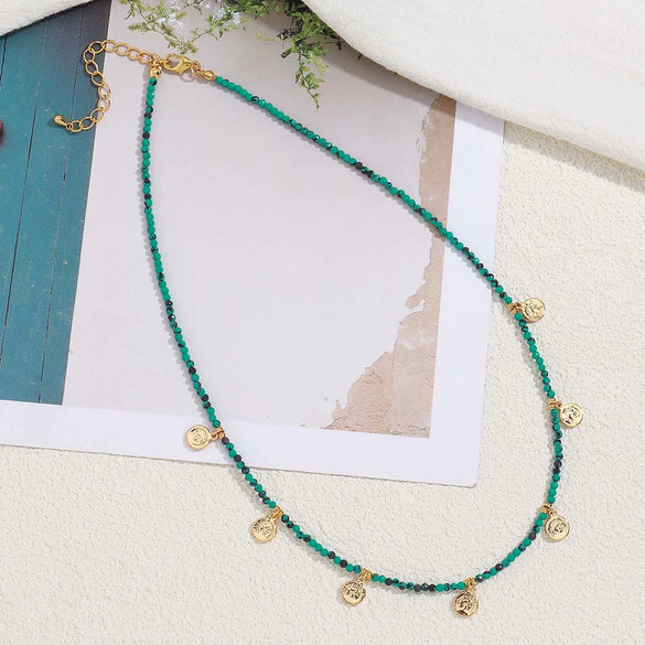 Wholesale Copper Natural Stone Beaded Clavicle Necklace Handmade Geometric Design