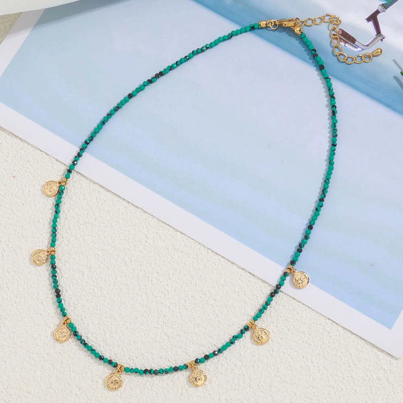 Wholesale Copper Natural Stone Beaded Clavicle Necklace Handmade Geometric Design