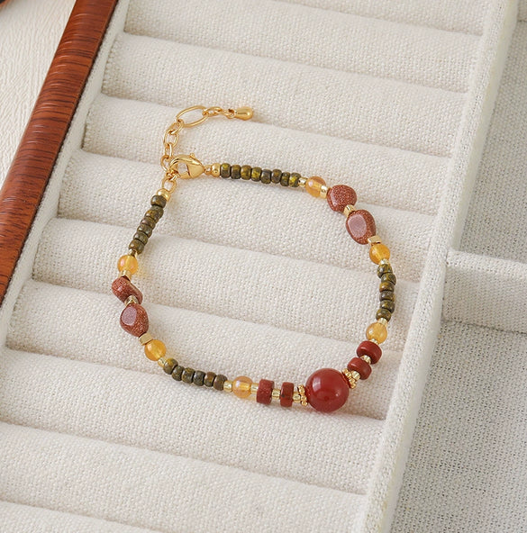 Wholesale Copper Natural Stone Beaded Geometric Handmade Women's Bracelet Jewelry