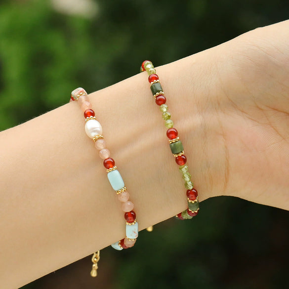 Wholesale Copper Natural Stone Beaded Geometric Handmade Women's Bracelet Jewelry