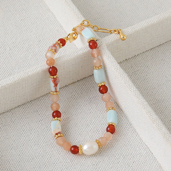 Wholesale Copper Natural Stone Beaded Geometric Handmade Women's Bracelet Jewelry