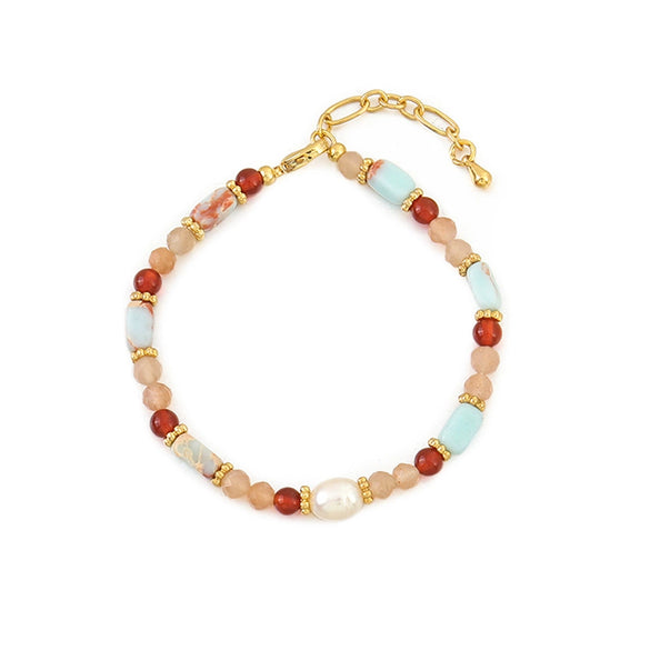 Wholesale Copper Natural Stone Beaded Geometric Handmade Women's Bracelet Jewelry