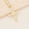 Wholesale Copper Necklace With Cross Pendant And Microinlaid Zircon 18K Gold Plated Personalized Style