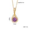 Wholesale Copper Necklace With Mixed Gemstone Inlay Zircon Purple Electroplated O Chain Drop Shape Heart Shape For Women