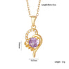 Wholesale Copper Necklace With Mixed Gemstone Inlay Zircon Purple Electroplated O Chain Drop Shape Heart Shape For Women
