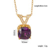 Wholesale Copper Necklace With Mixed Gemstone Inlay Zircon Purple Electroplated O Chain Drop Shape Heart Shape For Women