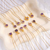 Wholesale Copper Necklace With Mixed Gemstone Inlay Zircon Purple Electroplated O Chain Drop Shape Heart Shape For Women
