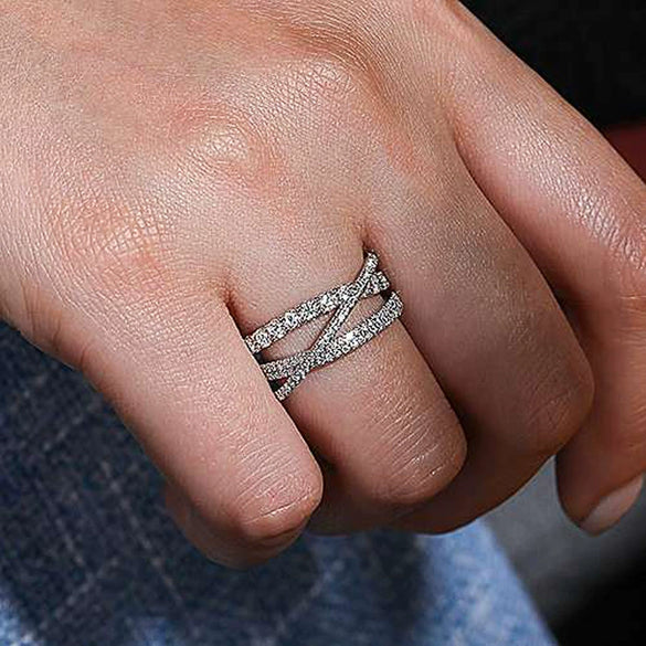Wholesale Copper Niche Geometric Spiral Shape Ring With Zircon For Women
