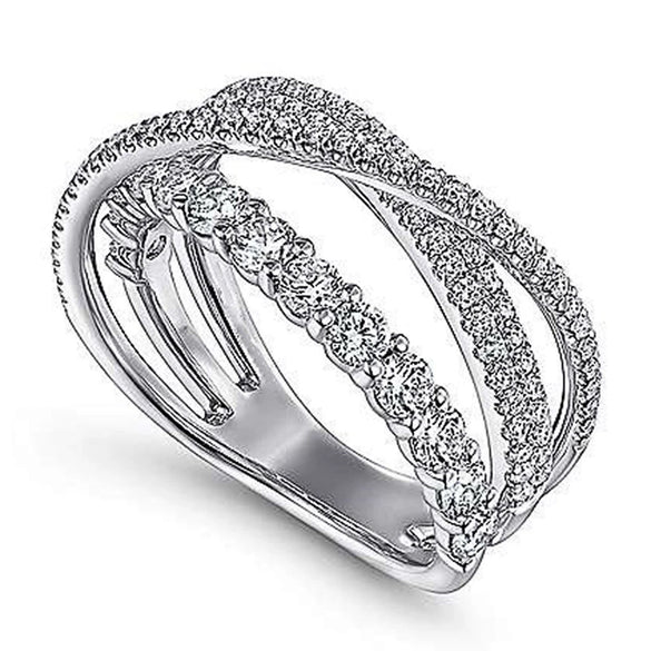 Wholesale Copper Niche Geometric Spiral Shape Ring With Zircon For Women