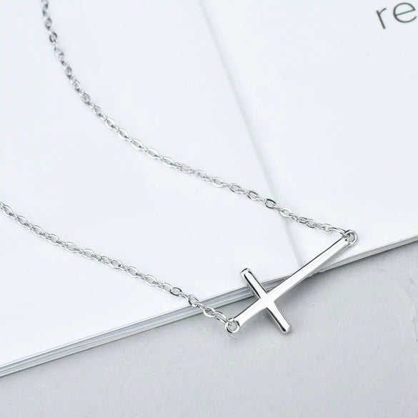 Wholesale Copper Ochain Cross Necklace Electroplated Sweet Style